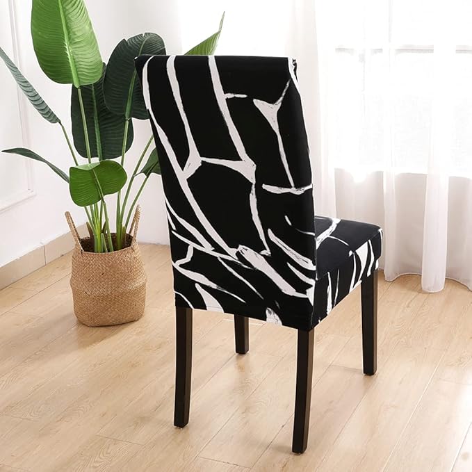 Senllori Dining Room Chair Covers Set of 6,Printed Pattern Parsons Chair Slipcovers Removable Washable Kitchen Seat Dining Chairs Protector Cover for Home or Party