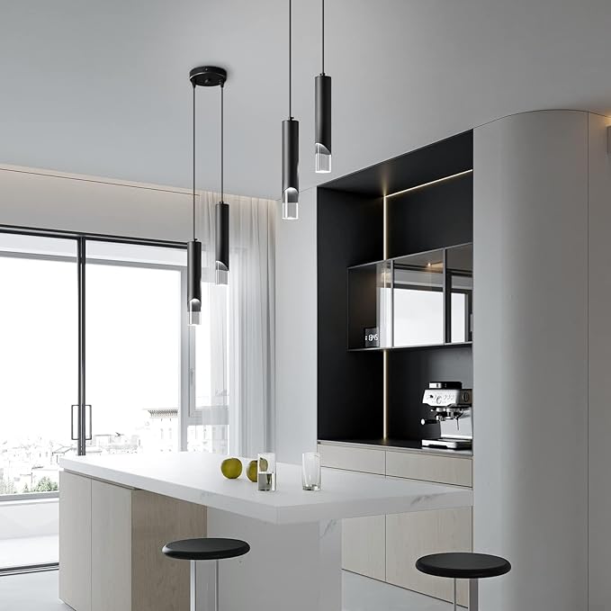 Modern Pendant Light Kitchen Light Fixture Dimmable LED Black Mini Pendant Lights Dinning Room Black Pendant Lighting for Kitchen Island Bedroom (2-Light)…