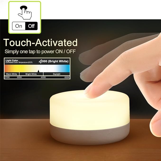 Rechargeable Mini Touch Night Light, Wireless LED Lamp for Kids - Portable, Dimmable Nursery Lamp