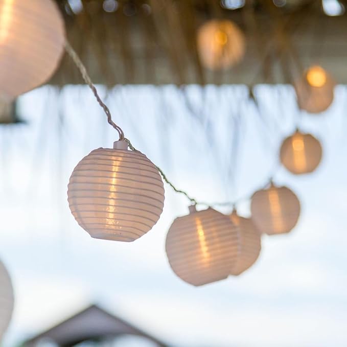 Lantern String Lights,Plug in & Connectable Decorative Lights,for Indoor & Outdoor Ambience Decoration,White Paper Lantern