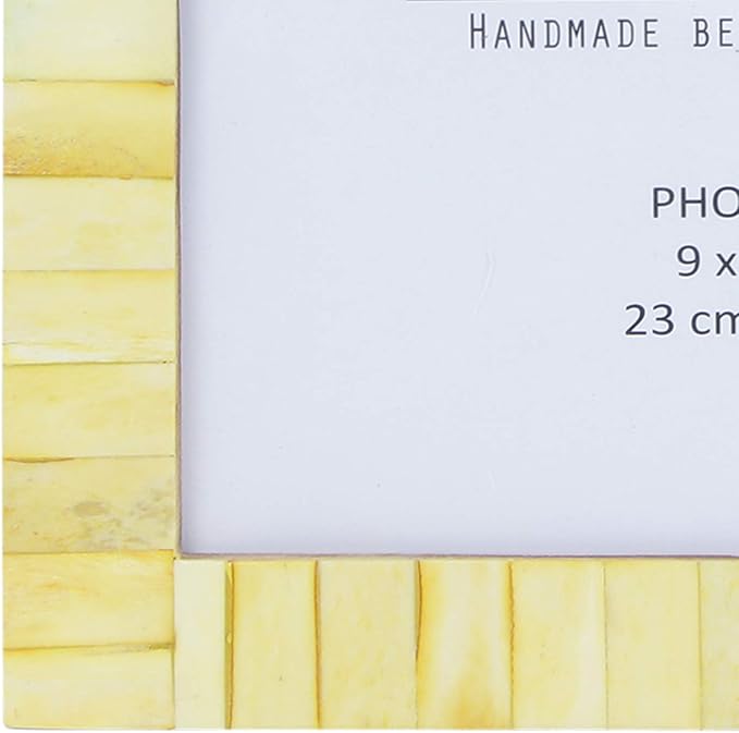 Handicrafts Home 9x9 Poster Frame - Yellow Bone Inlay Classic Collection Wall Mount Decorative Picture Frame for Posters, Photos, Diplomas, Certificates, Art Work - Handmade Vintage Home Decor Gift