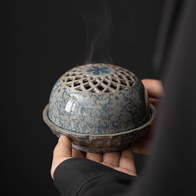 Incense Burner,Mosquito Coil Holder Ceramic Incense Stick Holder,Incense Cone Holder,Elegant Cone Incense Burner Set for Office Yoga and Livingroom Decor Home (Width-4.26)