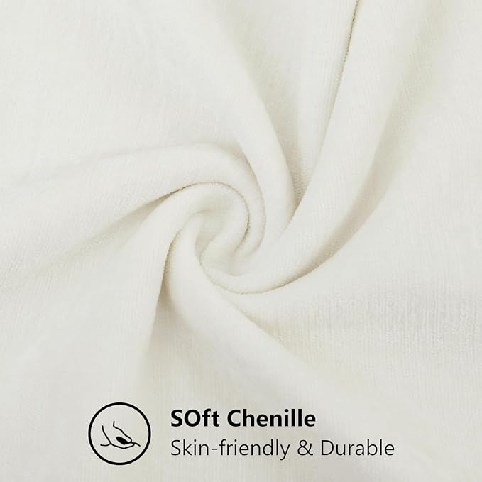 decorUhome Chenille Cream White Christmas Throw Pillow Covers 26x26 Inch Set of 2, Decorative Soft Couch Pillow Covers Solid Dyed Accent Farmhouse Neutral Square Pillow Cases for Sofa