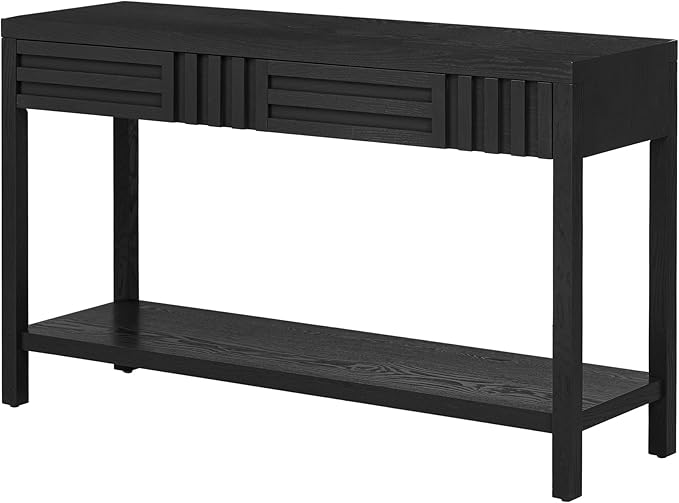 Modern Console Table with 2 Top Drawers and Bottom Shelf, Wooden 51'' Long Entryway Table Accent Sofa Table for Hallway Living Room Corridor Foyer (Black-AVR)