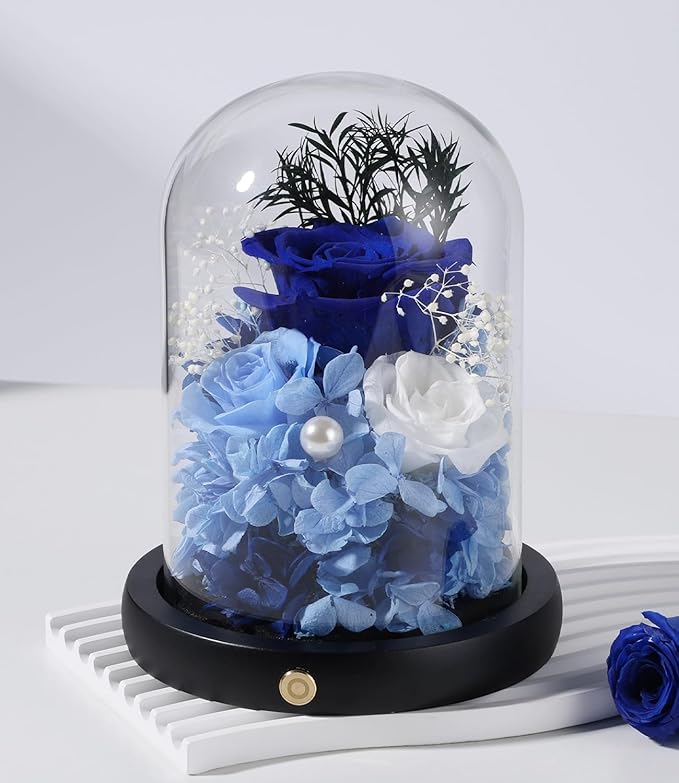 FIACO Preserved Flowers Rose Gifts for Women, Birthday Gifts Eternal Rose in Glass Dome Long-Lasting Real Forever Flowers Gifts for Mom Grandma Wife Girlfriend