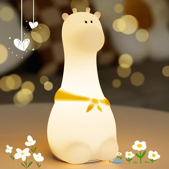 Silicone Night Light for Kids – Rechargeable Tap Control Lamp with 8 Colors, Cute Animal Design for Nursery, Toddler Room Decor, Gifts for Girls and Boys (Giraffe)