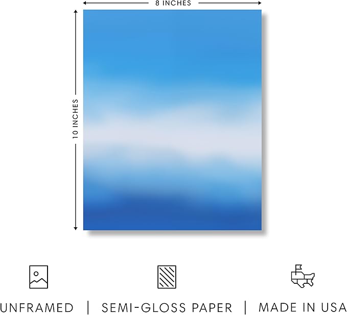 HAUS AND HUES Modern Abstract Wall Art - Blue and Green Living Room Art, Modern Artwork for Walls, Minimalist Picture for Living Room(Blue Tie-Dye, Unframed, 8x10)