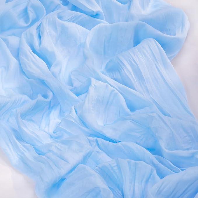 MLMC 12 Pack Baby Blue Cheesecloth Table Runner 10ft Rustic Light Blue Baby Shower Table Runner Bulk 35x120 Inches for Wedding Birthday Baby Shower Gender Reveal Decor