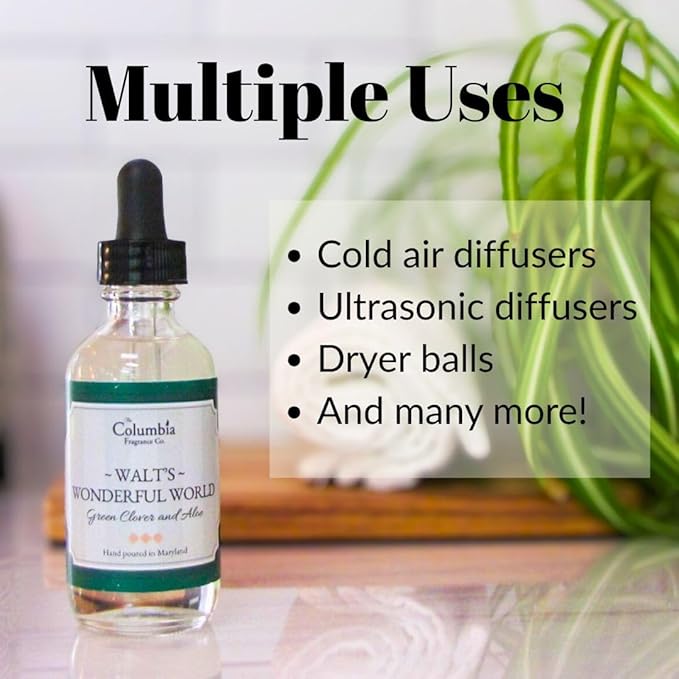 Walt’s Wonderful World – Green Clover & Aloe Home Fragrance Oil, Clean Fresh Hotel-Inspired Scent for Diffusers, Long-Lasting Premium Aroma, 2 oz