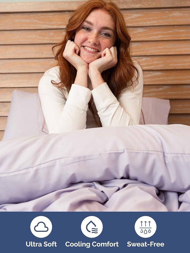 Extra Deep Full Sheet Set - 6 Piece Breathable and Cooling Sheets - Hotel Luxury Bed Sheets Set - Easy Fit - Soft, Wrinkle Free and Comfy Sheets Set - Light Lavender Sheet Set with Extra Deep Pockets