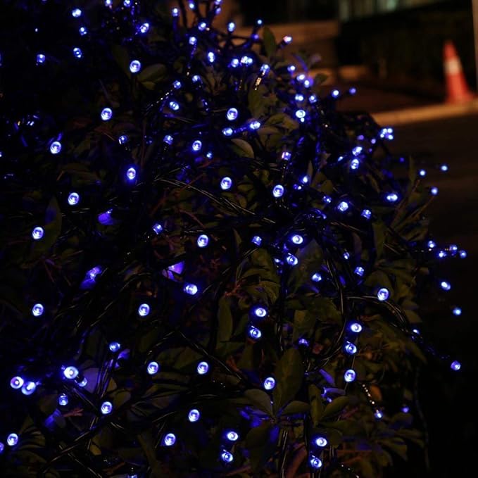 Joomer Blue Battery Christmas Lights, 66ft 200LED Fairy Lights Battery Operated Timer 8 Modes Waterproof for Outdoor Home Garden Party Holiday Christmas Trees Decoration