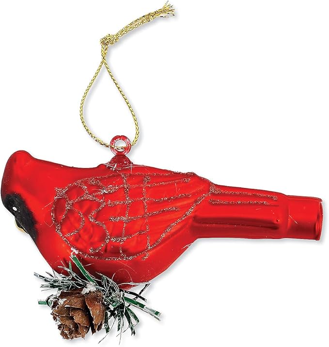 Cardinal Glass Christmas Ornaments - Set of 6, 3.5" x 2.25", Hanging Chrismas Tree Decoration Holiday Home Décor by Lillian Vernon
