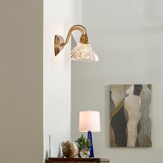 Vintage 3-Light Bathroom Vanity Lighting Fixtures Modern Wall Sconces Brass Glass Retro Vanity Light for Bedroom, Bathroom, Doorway, Farmhouse, Hallway