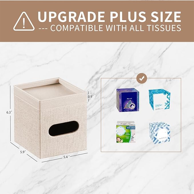 PU Leather Square Tissue Box Cover with Storage Tray,Modern Decorative Tissue Holder for Bathroom Vanity Night Stands, Office Desk,Stylish Tissue Holder for Home & Office Décor