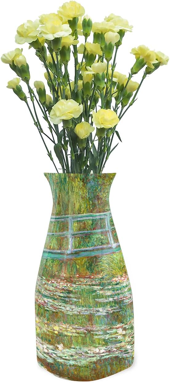 MODGY Expandable Flower Vase Plastic Decorative Modern Vases for Flowers Centerpieces Dining Table Decor Living Room Bathroom Wedding Office, Monet, Water Lily Pond
