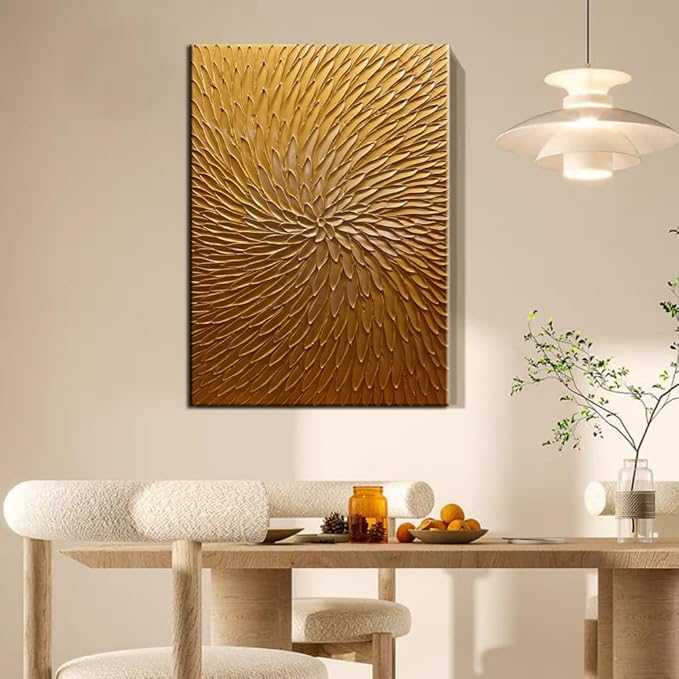YaSheng Art -24x36inch Large Abstract Art Oil Paintings on Canvas metal golden Gradient color Abstract Artwork Modern Home Decor Canvas Wall Art Ready to Hang for Living Room Bedroom
