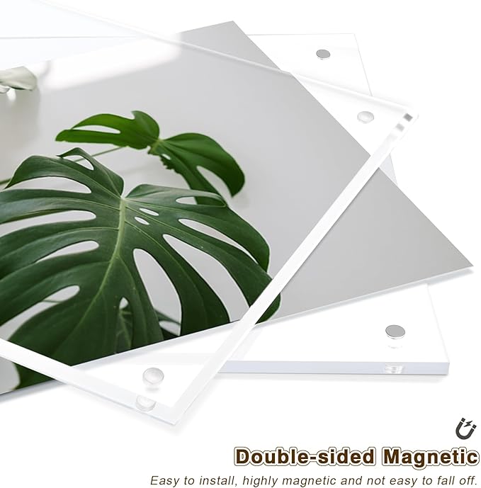 Egofine 5x7 Acrylic Frames 3 Pack, Clear Picture Frames with Stand, Magnetic Acrylic Photo Frames for Tabletop Display Horizontally or Vertically