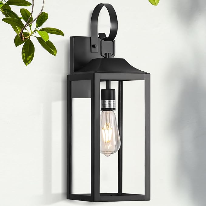 19" Large Outdoor Wall Lights for House, Black Outside Modern Wall Lantern Light Fixture, Outdoor Lights for House Waterproof Industrial Porch Light Wall Mount Sconce Exterior