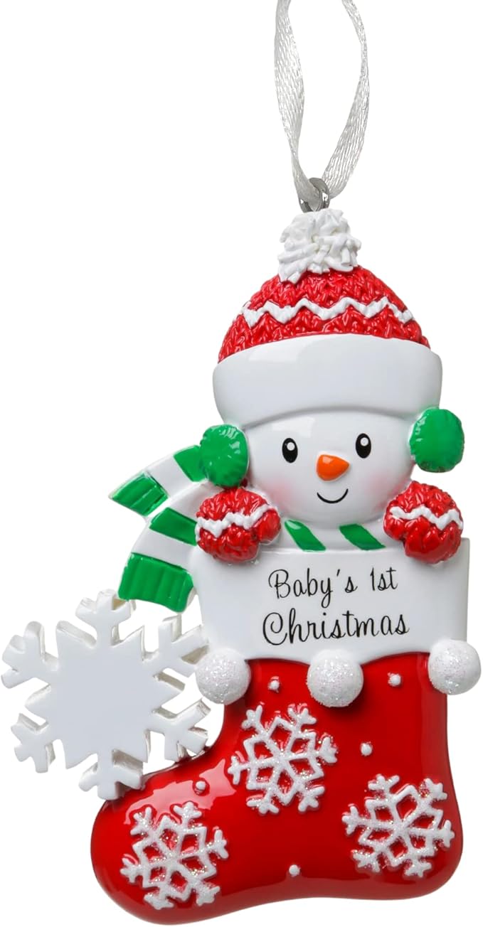 2025 Baby’s First Christmas Ornament – Baby in Stocking Personalized Holiday Keepsake – Custom My 1st Christmas Ornament for Baby & Grandbaby – Engraved Gift for Newborn’s 1st Xmas