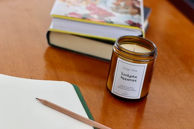 All-Natural Eucalyptus, Peppermint Aromatherapy Essential Oil Candle, Safe for People and Pets, Made with Pure Sustainable Organic Vegan Coconut Wax, Allergy Friendly, Non Toxic, Zero Waste