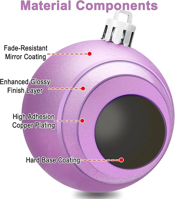 AMS 2.36''/60mm 34ct Christmas Ball Large Ornaments Party Decorations Shatterproof Festival Pendant Hangings for Xmas Tree Decor (60mm, Light Purple)