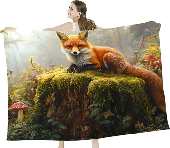 Tijuboni Fox Throw Blanket Fox Gifts for Girls Boys Women Men Kids Adults Soft Flannel Fleece Blanket for Couch Sofa Bed Home Decor 40"x50"