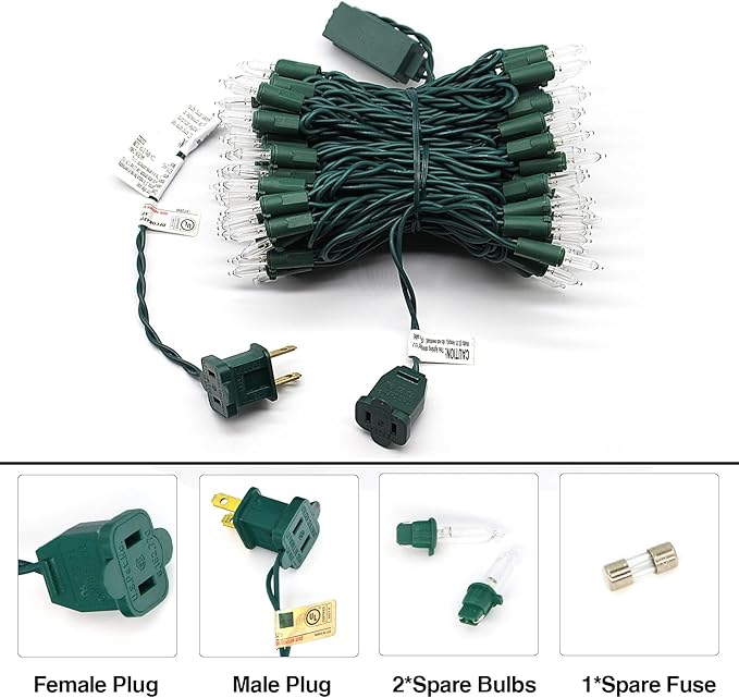 100-Count Cool White LED Christmas String Lights, 35 Ft Green Wire, UL Certified Connectable, Mini Xmas Lights Outdoor or Indoor (Cool White)