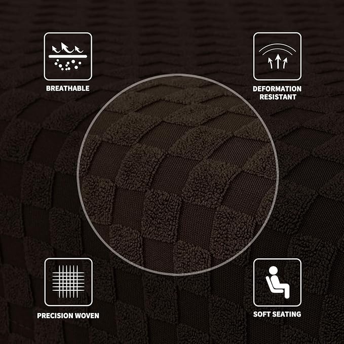 MAXIJIN Jacquard Ottoman Cover Slipcovers Folding Storage Stool Furniture Protector Cover Soft Thick Rectangle Foot Rest Slipcover with Elastic Bottom (Ottoman Small, Dark Coffee)