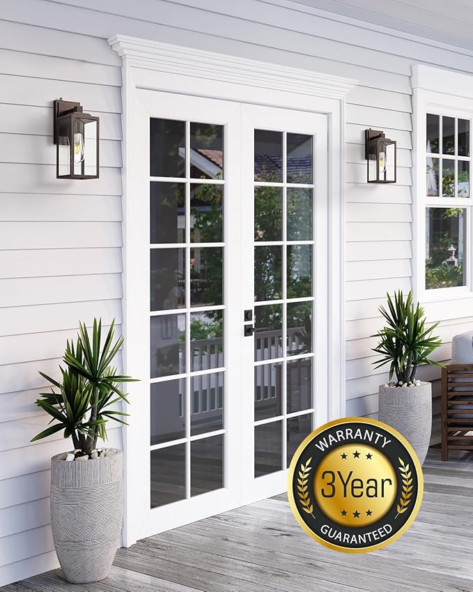VIANIS 2 Pack Oil Rubbed Bronze Outdoor Lights Wall Mount, Dusk to Dawn Wall Lights for House Outside, Aluminium Modern Porch Lights Sconce, ORB Exterior Lantern Fixture with Waterproof, Anti-Rust
