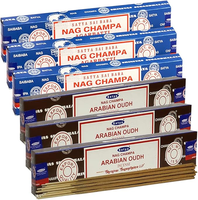 Nag Champa Oud Incense Sticks & Holder Bundle Variety Pack from House of Satya Incense Sticks and Trumiri