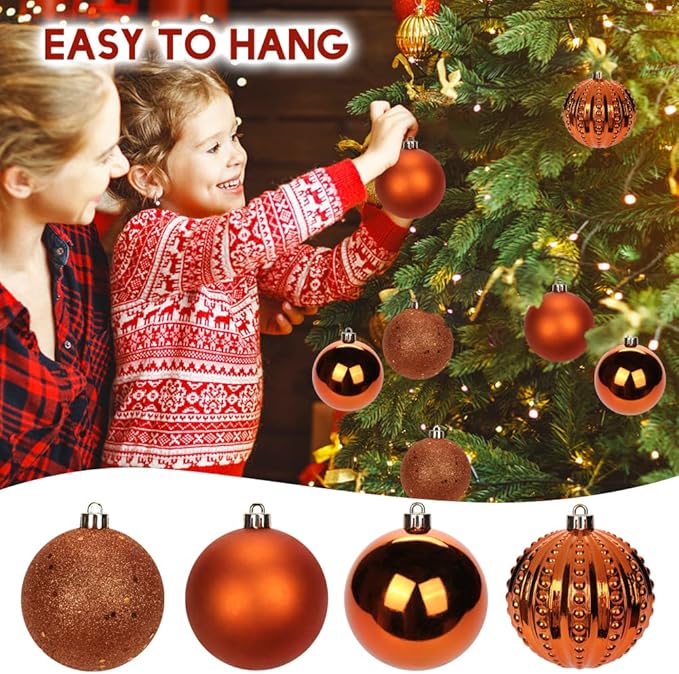 3.15" Orange Christmas Balls Ornaments 12 Pcs Shatterproof Christmas Ornaments Set Halloween Balls Ornaments Large Orange Ornament for Xmas Tree Holiday Party
