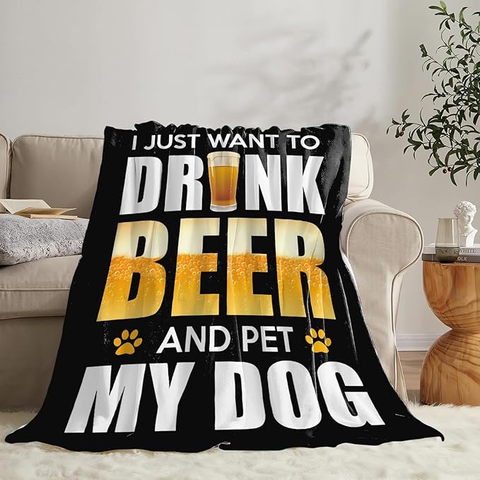 Tijuboni Beer Throw Blanket Beer Gifts for Men Women Adults Soft Flannel Fleece Blanket for Couch Sofa Bed Home Decor 60"x80"