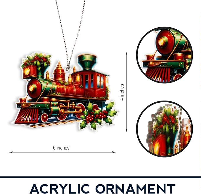 Christmas Ornaments 2025, Train Ornaments for Christmas Tree, Funny Christmas Ornaments, Vintage Classic Holiday Locomotive Decoration, Festive Train Collectible Keepsake for Home and Gifts