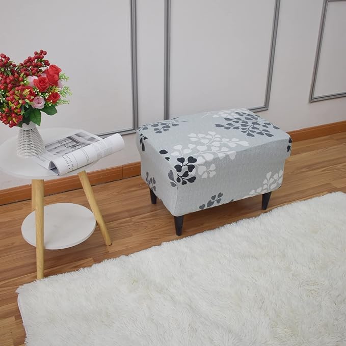 Eco-Ancheng Chair Cover Stretch Ottoman Cover Rectangular Storage Ottoman Slipcover Footrest Stool Covers Ottoman Slipcovers for Foot Stool with Nonslip Elastic Bottom