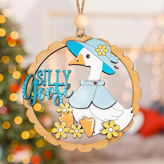 Goose Christmas Ornament, Goose Gifts, Silly Cute Funny Friend Decor, One Special Wooden Decorations for Birthday Tree Home Garden Animal Collectibles