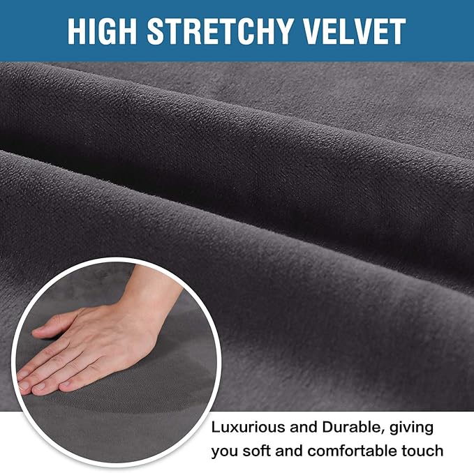 H.VERSAILTEX Velvet Dining Chair Covers Stretch Chair Covers for Dining Room Set of 6 Parson Chair Slipcovers Chair Protectors Covers Dining, Soft Thick Solid Velvet Fabric Washable, Grey