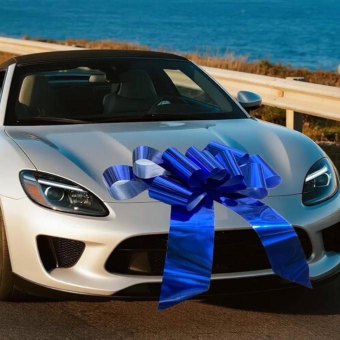 Big Blue Gift Bow(30 inch, 1 Pack), Giant Car Bow - Large Christmas Bow for Gift Wrapping, Birhtday, Party, Christmas Decoration, Indoor and Outdoor Decoration.