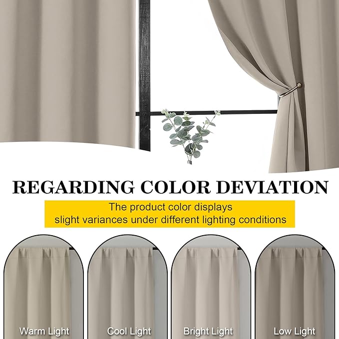 Extra Long Stone Blackout Curtains for Bedroom Living Room 108 Inches Long 2 Panels, Soft Solid Room Darkening Thermal Insulated Window Treatments, Rod Pocket Curtain, 50" Wx108 L
