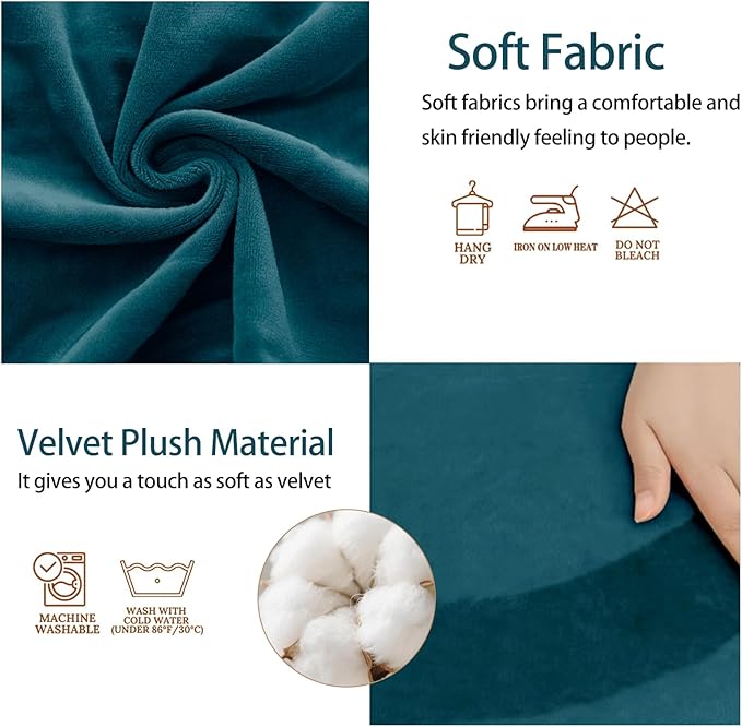 Dining Chair Seat Covers Set of 6, Stretch Velvet Chair Seat Slipcovers Protector, Removable Washable Kitchen Chair Covers for Dining Room Chairs (Set of 6, Teal)