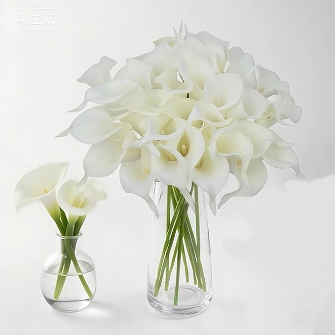 Artificial Flowers-6PCS Realistic Calla Lily Artificial Flowers - 13.5" Latex Real Touch Faux Lilies for Wedding Bouquets, UV Resistant Outdoor Decor & Home Centerpieces (Pure-White)