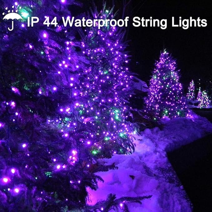 Purple Lights Christmas - 320 LED 35m/115ft 8 Modes End-to-End Plug in Indoor/Outdoor Waterproof Decorative Inside/Outside Fairy Twinkle Xmas Tree String Lights for Halloween/Wedding/Patio/Room/Home