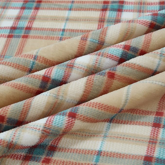 PU MEI Sherpa Blanket Twin Plaid Thick Bed Blanket, 60”*80” Super Soft Flannel Fuzzy Fleece Reversible Velvet Plush Warm Blanket for Couch (Yellow Red Check)