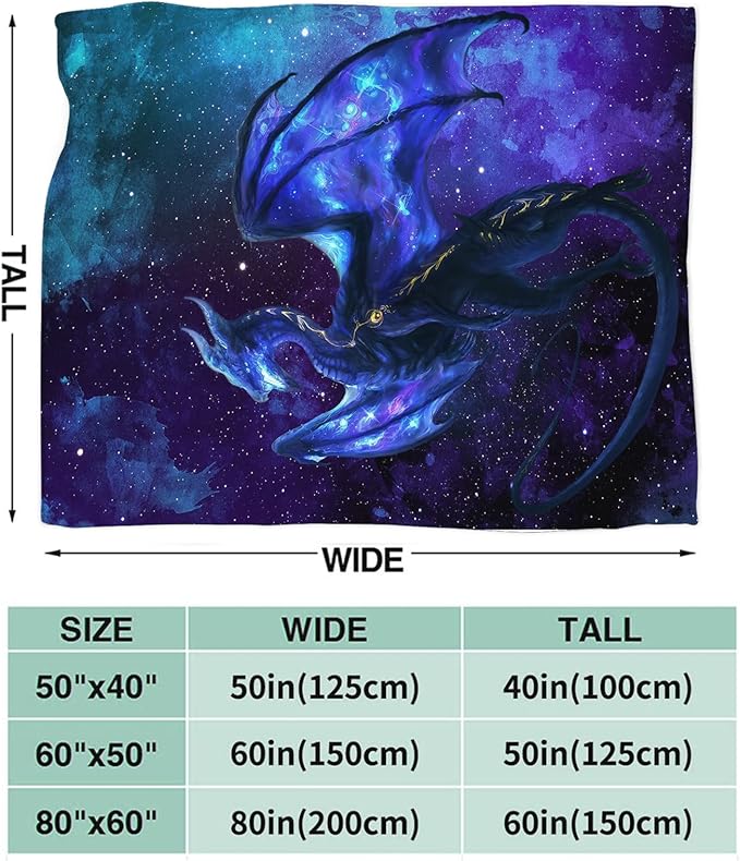 Tijuboni Dragon Throw Blanket Dragon Gifts for Boys Girls Men Women Kids Adults Soft Flannel Fleece Blanket for Couch Sofa Bed Home Decor 50"x60"