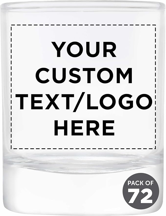 DISCOUNT PROMOS Custom Arc Votive Candle Holders 3 oz. Set of 72, Personalized Bulk Pack - Thick Base, Perfect for Wedding, Anniversary and Party Favors - Clear Bottom