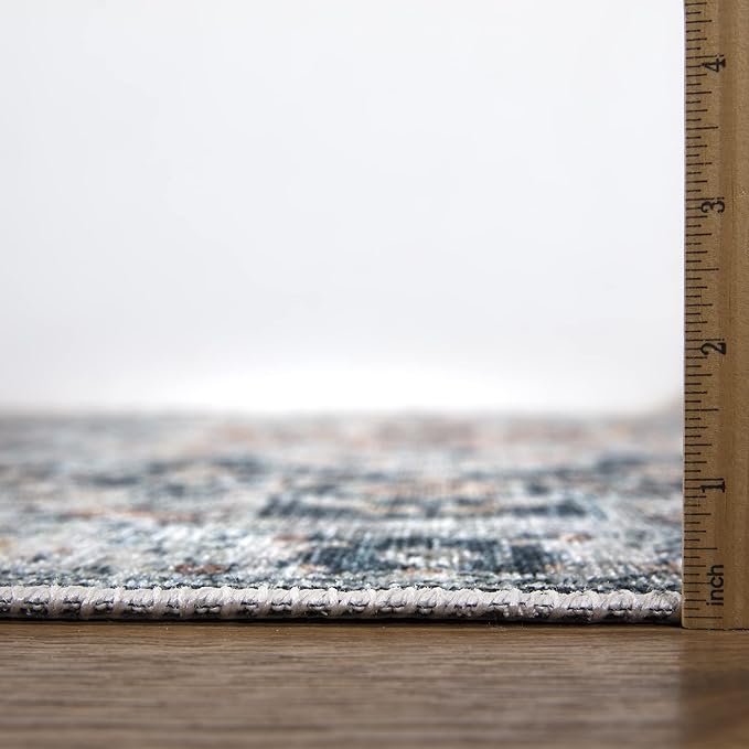 Bloom Rugs Caria Washable Non-Slip 3x5 Rug - Terracotta/Teal Traditional Area Rug for Living Room, Bedroom, Dining Room, and Kitchen - Exact Size: 3' x 5'