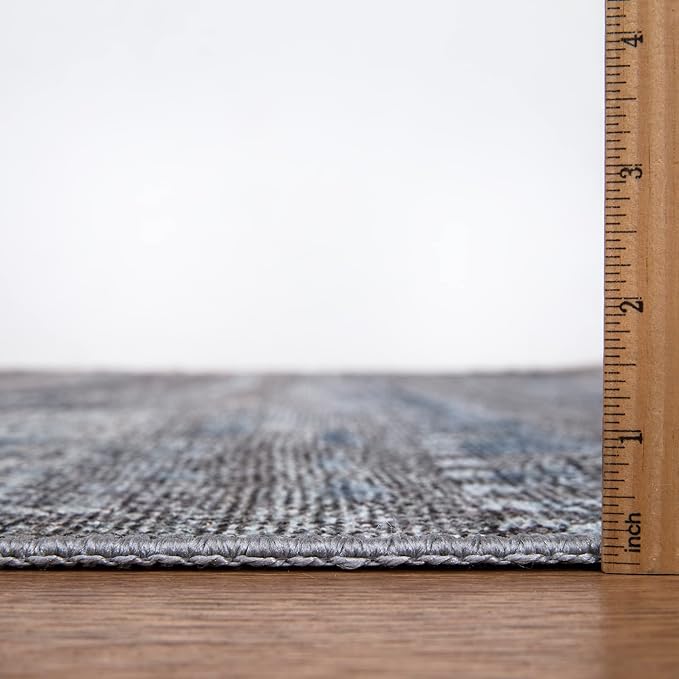 Bloom Rugs Washable Non-Slip 8' x 10' Rug - Gray/Blue/Blush Modern Abstract Area Rug for Living Room, Bedroom, Dining Room, and Kitchen - Exact Size: 8' x 10'
