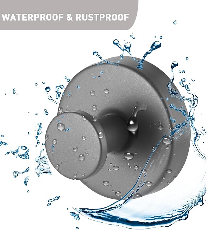 Suction Cup Hooks, Shower Hooks for Inside Shower, No-Drill Towel Hook Stainless Steel Waterproof Suction Hook for Wreaths, Loofah, Towel, Coat, Bath Robe (6, Grey)