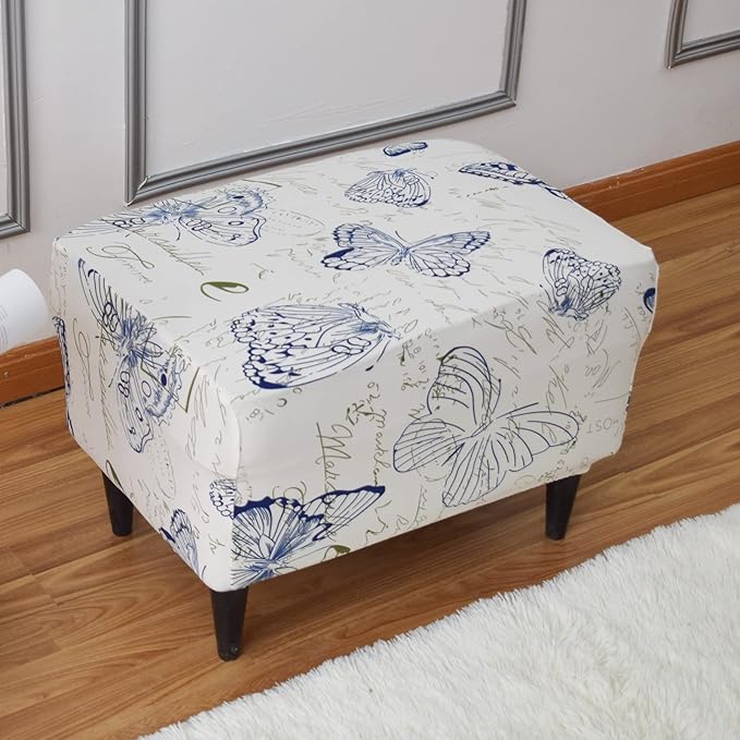 Eco-Ancheng Chair Cover Stretch Ottoman Cover Rectangular Storage Ottoman Slipcover Footrest Stool Covers Ottoman Slipcovers for Foot Stool with Nonslip Elastic Bottom