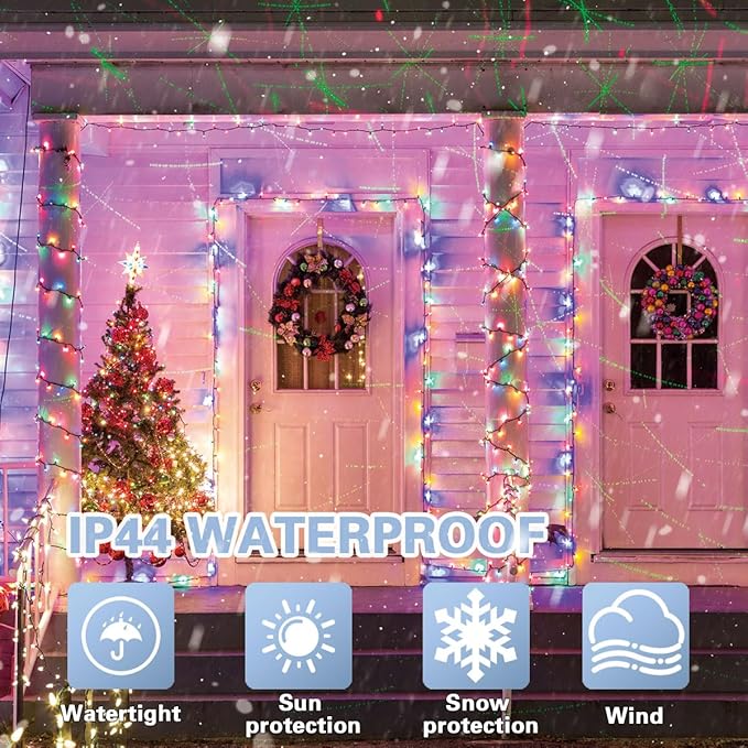LAMPHOME 33ft Easter Lights, 100 LED Green Wire Fairy Starry String Lights Plug in, 11 Lighting Modes, for Indoor Outdoor Xmas Tree Wedding Party Decoration (Multicolor)