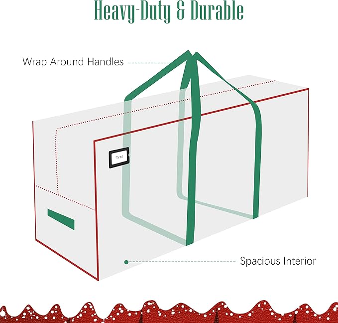 Cosy Family 9 ft Christmas Tree Storage Bag - Durable Heavy Duty Extra Large Artificial Xmas Holiday Tree Bag with Reinforced Handles and Dual Zippers Wide Opening - Clear